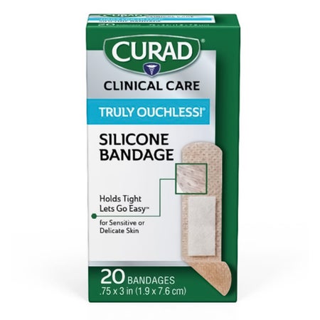 Adhesive Strip Curad® Truly Ouchless Silicone Tan 3/4 X 3 Inch Sterile
