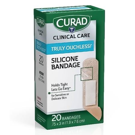 Adhesive Strip Curad® Truly Ouchless Silicone Tan 3/4 X 3 Inch Sterile