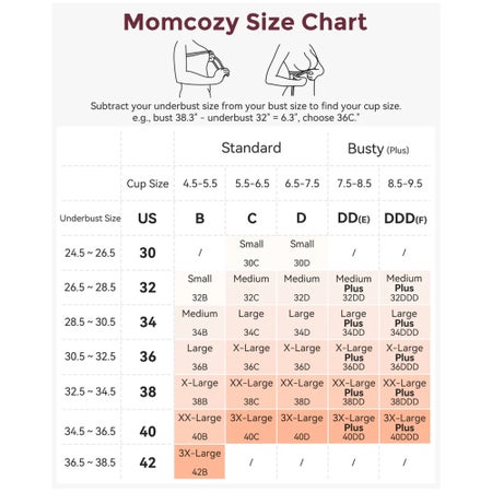 Nursing Bra Momcozy Jelly Strip 36 to 38 Inch Chest Large Beige Back Hook and Eye Closure Adjustable Shoulder Strap