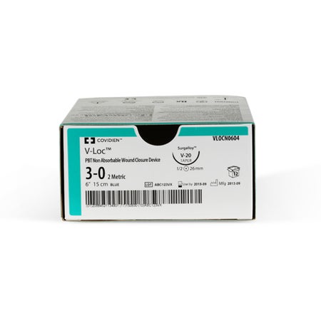 Nonabsorbable Suture with Needle V-Loc™ PBT Wound Closure Device Polybutester GS -21 1/2 Circle Taper Point Needle Size 0 Barbed Monofilament