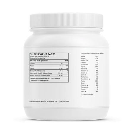 Oral Supplement THORNE® Collagen Fit Unflavored Powder 17.8 oz. Canister