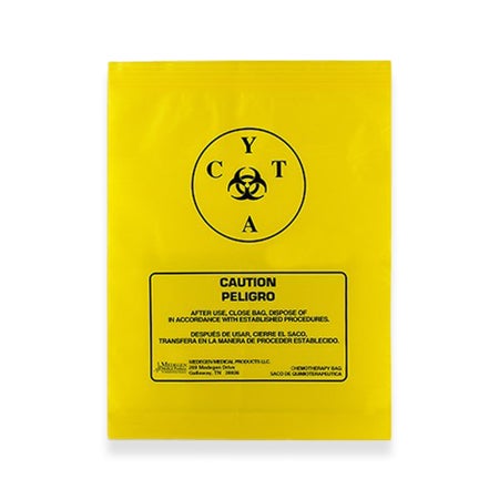 Hazardous Drug Bag Caution / Chemotherapy Drug / Observe Safety Precautions for Handling and Administration / Transport Bag Clear / Yellow 12 X 15 Inch