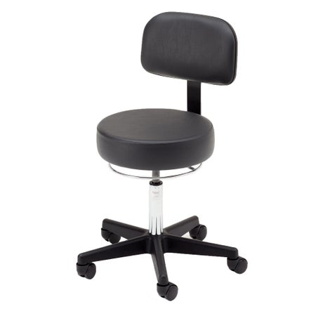 Exam Stool With Backrest Pneumatic Height Adjustment 5 Casters Black