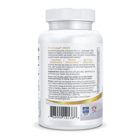 Dietary Supplement Nordic Naturals® ProOmega 2000 Softgel 60 per Bottle Lemon Flavor