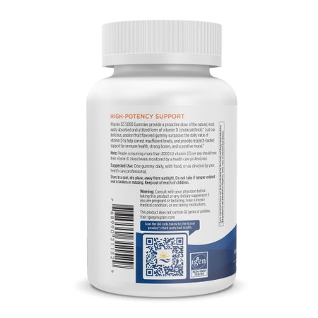 Dietary Supplement Nordic Naturals® VITAMIN D3 5000 Vitamin D3 5,000 IU Strength Gummy 30 per Bottle Passion Fruit Flavor