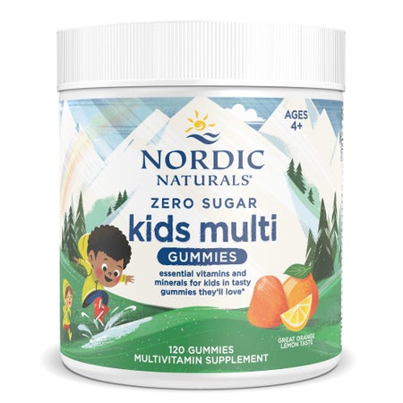 Dietary Supplement Nordic Naturals® Zero Sugar Kids Multi Vitamin A 300 mcg Strength Gummy 120 per Bottle Orange Lemon Flavor