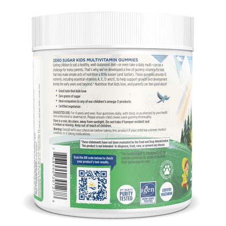 Dietary Supplement Nordic Naturals® Zero Sugar Kids Multi Vitamin A 300 mcg Strength Gummy 120 per Bottle Orange Lemon Flavor