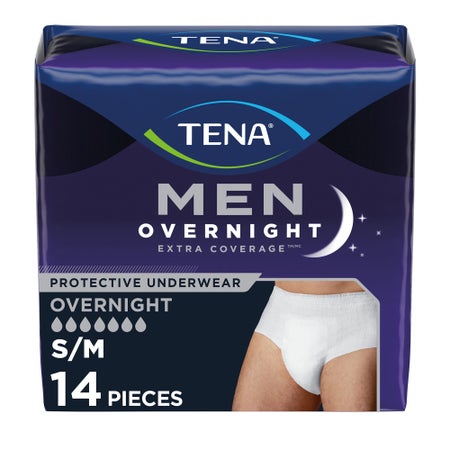 Absorbent Underwear TENA® Men Overnight Extra Coverage™ Pull On with Tear Away Seams Adult Small / Medium Male Disposable Heavy Absorbency