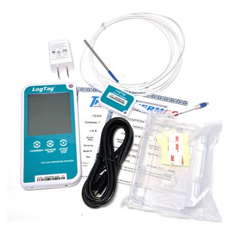 Ultra-Low Temperature Vaccine Data Logger with Alarm LogTag® Fahrenheit / Celsius -130° to +104°F (-90° to +40°C) External Smart Probe Wall Mount AC Adaptor / USB / Battery Backup
