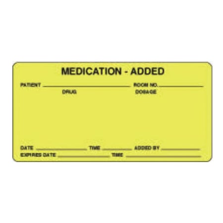 Pre-Printed Label PDC® Auxiliary Label Yellow Paper Medication - Added Patient___Date__________Exp _________ Black Medication Instruction 1-1/2 X 2 X 4 Inch