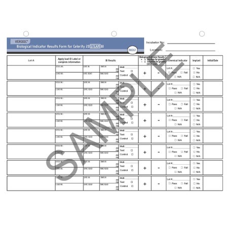 Sterilization Record Form Verdoc® Steam Sheet