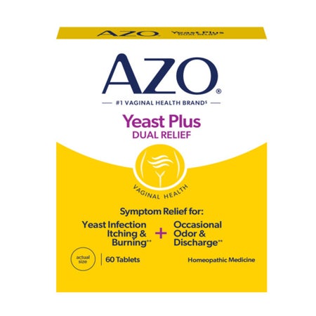 Pain Relief AZO® Yeast® Plus 30X - 30X - 12X -12X Strength Candida Albicans / Kreosotum / Natrium Muriaticum / Sulphur Tablet 60 per Box