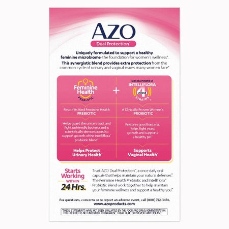 Probiotic Dietary Supplement AZO DUAL PROTECTION 30 per Box Capsule