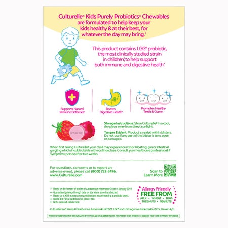 Pediatric Probiotic Dietary Supplement Culturelle® 30 per Box Chewable Tablet