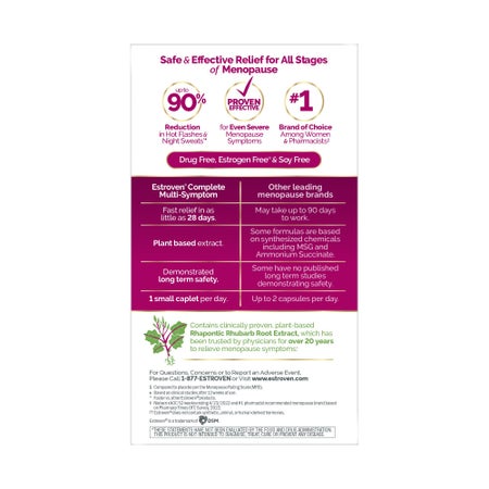 Dietary Supplement Estroven® Complete Care Rhaponic Rhubarb Root Extract 4 mg Strength Caplet 28 per Box