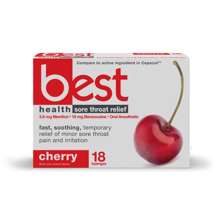 Sore Throat Relief Best Health® 15 mg - 3.6 mg Strength Lozenge 18 per Box