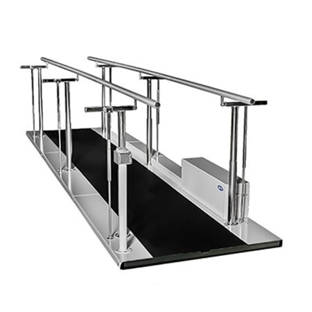 Motorized Parallel Bars Tri W-G® 16 Foot Platform, Adjustable Handrail Height (25-1/2 to 39-3/4 Inch), Steel Frame, Aluminum Handrails 39-3/4 X 53-1/2 X 192 Inch Metallic / Black