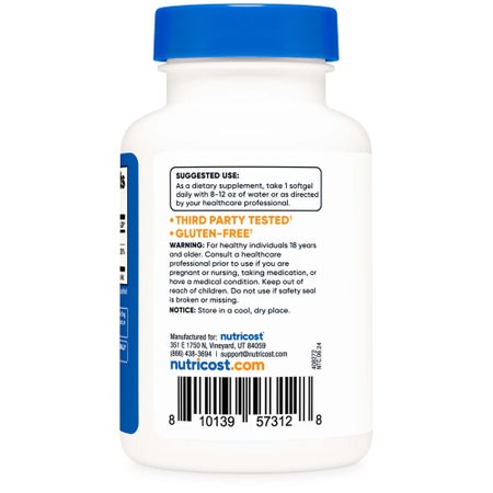 Dietary Supplement nutricost® Vitamin D3 10,000 IU Strength Softgel 240 Per Bottle