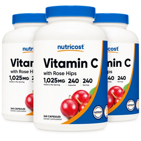 Dietary Supplement nutricost® Vitamin C with Rose Hips Vitamin C / Rose Hips 1,000 mg - 25 mg Strength Capsule 240 Per Bottle