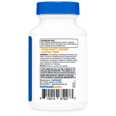 Dietary Supplement nutricost® KSM-66® Ashwagandha Extract / Black Pepper Extract 600 mg - 5 mg Strength Capsule 60 Per Bottle