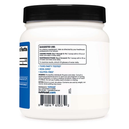 Oral Supplement Nutricost Creatine Monohydrate Unflavored Powder 1 lbs. Canister