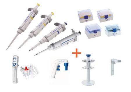 Pipettor Kit Eppendorf Research® plus 0.1 to 2.5 µL, 2 to 20 µL, 20 to 200 µL, 100 to 1,000 ╦L Graduated