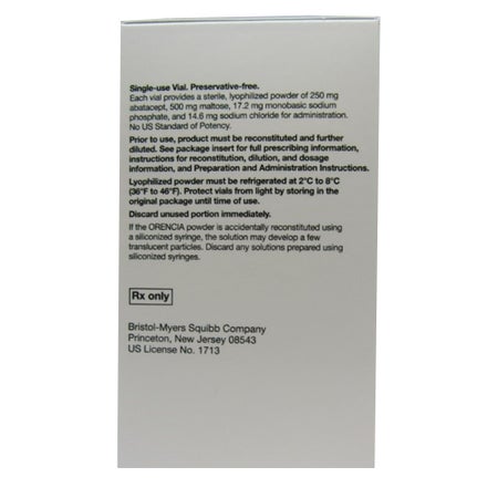 Orencia® Abatacept / Maltose, Preservative Free 250 mg / 15 mL Injection 15 mL