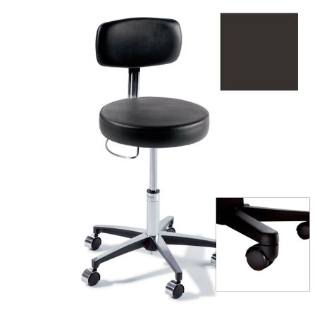 Exam Stool Ritter® 277 Classic Series With Backrest Pneumatic Height Adjustment 5 Casters Deep Earth