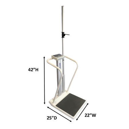 Bariatric Scale with Height Rod Opti-Height Digital Display 1000 lbs. / 450 kg Capacity White Battery Operated