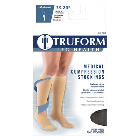 Compression Stocking Truform Knee High X-Large Black Closed Toe