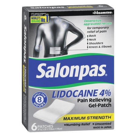Topical Pain Relief Salonpas® 4% Strength Lidocaine Patch 6 Per Box