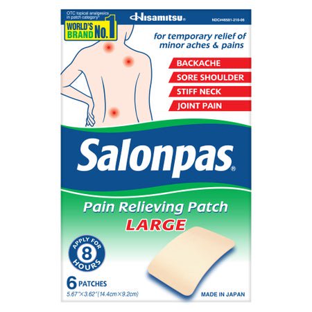 Topical Pain Relief Salonpas® 3.1 - 6 - 10% Strength Camphor / Menthol / Methyl salicylate Patch 6 Per Box