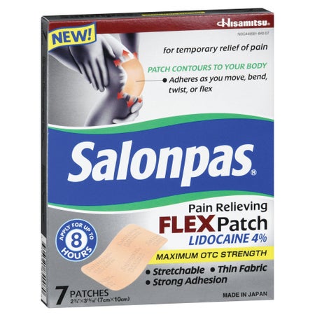 Topical Pain Relief Salonpas® 4% Strength Lidocaine Patch 7 Per Box