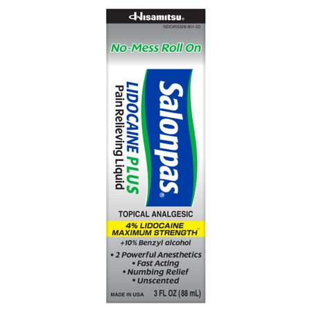 Topical Pain Relief Salonpas® Lidocaine Plus 4% -10% Strength Lidocaine / Benzyl Alcohol Roll-On 3 oz.
