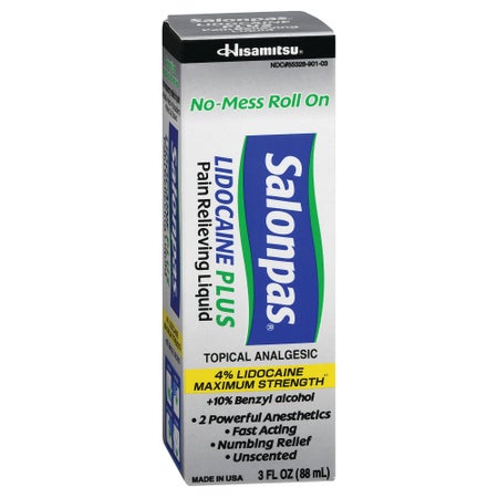 Topical Pain Relief Salonpas® Lidocaine Plus 4% -10% Strength Lidocaine / Benzyl Alcohol Roll-On 3 oz.