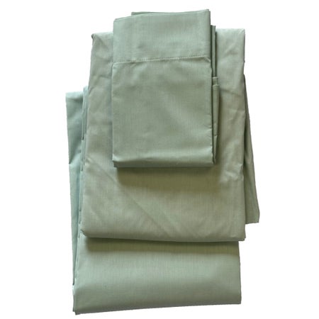 Sheet Set Beck's Classic Pillowcase / Flat Sheet / Contoured Fitted Sheet Pillowcase 20 X 31 Inch / Flat Sheet 66 X 104 Inch / Contoured Fitted Sheet 36 X 80 Inch Seafoam 50% Cotton / 50% Polyester Reusable