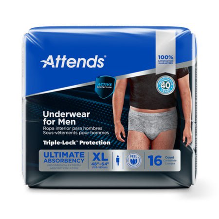 Absorbent Underwear Attends® for Men Pull On with Tear Away Seams Adult X-Large Male Disposable Heavy Absorbency
