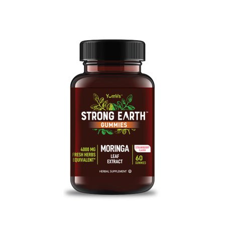 Dietary Supplement YumVs® Strong Earth™ Moringa Leaf Extract 400 mg Strength Gummy 60 Per Bottle Strawberry Flavor