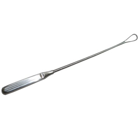 Uterine Curette MedGyn Sims 11 Inch Length Hollow Handle with Grooves Size 4 Tip Sharp Teardrop Loop Tip
