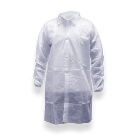 Cleanroom Lab Coat Pharma-Coat™ White 5X-Large Mid Length Nonwoven Polypropylene Disposable