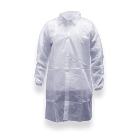 Cleanroom Lab Coat Pharma-Coat™ White Large Mid Length Nonwoven Polypropylene Disposable