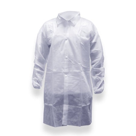 Cleanroom Lab Coat Pharma-Coat™ White Medium Mid Length Nonwoven Polypropylene Disposable