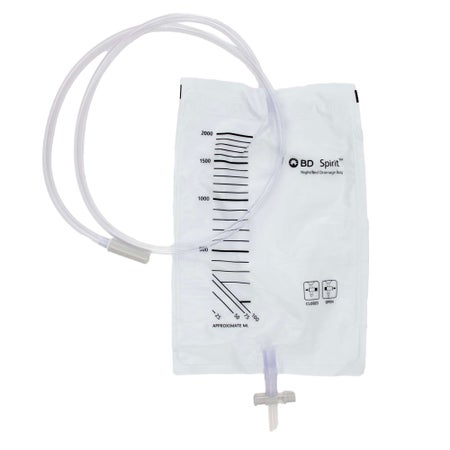 Urinary Drain Bag Spirit™ Night / Bed T-tap Drainage Valve Sterile 2,000 mL Vinyl