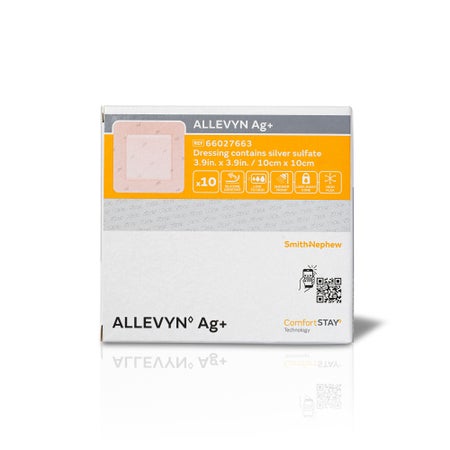 Silver Foam Dressing Allevyn Ag+ Border 4 X 4 Inch Square Sterile