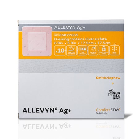 Silver Foam Dressing Allevyn Ag+ Border 7 X 7 Inch Square Sterile