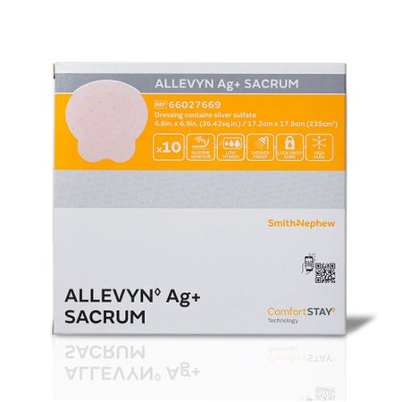 Silver Foam Dressing Allevyn Ag+ Border 6.8 X 6.9 Inch Sacral Sterile