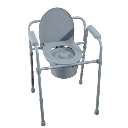 Commode Chair MedaCure® Padded Fixed Arms Steel Frame Back Bar 13-1/4 Inch Seat Width 350 lbs. Weight Capacity