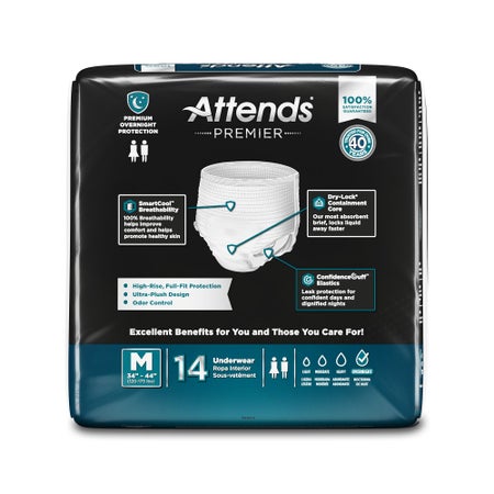 Absorbent Underwear Attends® Premier Pull On with Tear Away Seams Adult Medium Unisex Disposable Heavy Absorbency
