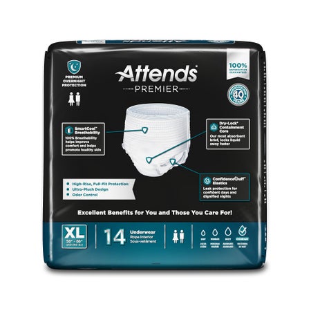 Absorbent Underwear Attends® Premier Pull On with Tear Away Seams Adult X-Large Unisex Disposable Heavy Absorbency