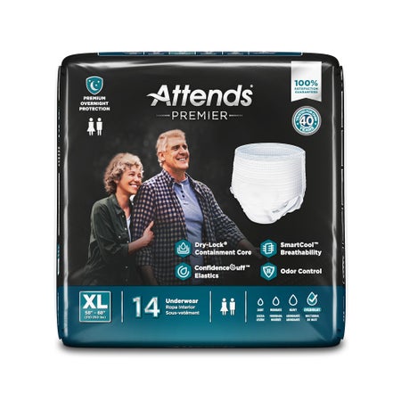 Absorbent Underwear Attends® Premier Pull On with Tear Away Seams Adult X-Large Unisex Disposable Heavy Absorbency